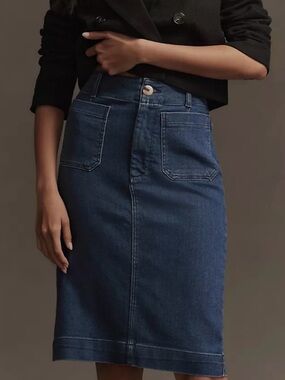 Anthropologie Maeve Dark Blue Denim Skirt